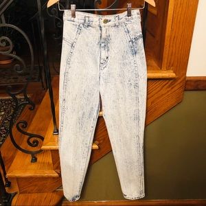 Chic Acid Wash Vintage High Waist Tapered Jeans 5